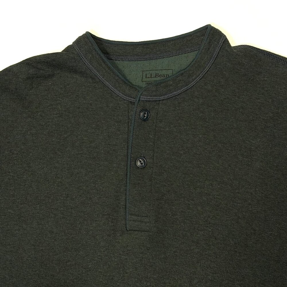 L.L.Bean Long Sleeve Henley Regualr Fit Wool Cotton Dark Green Medium LN